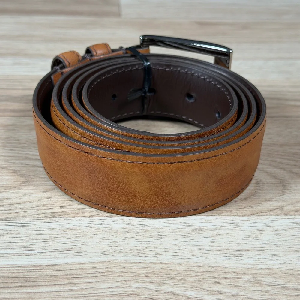 Allen Edmonds Belt Mens 46 Brown Leather Dress Italian Calfskin Made in USA
